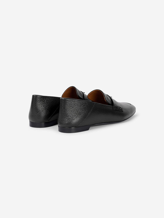 Black backless leather loafers