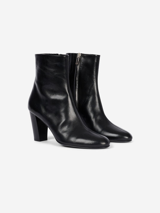 Black leather ankle boots