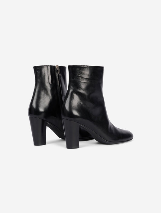 Black leather ankle boots