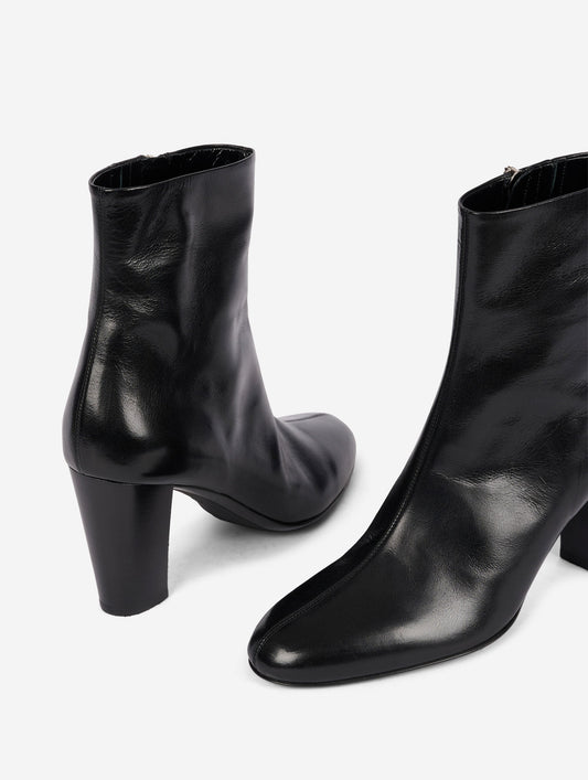 Black leather ankle boots