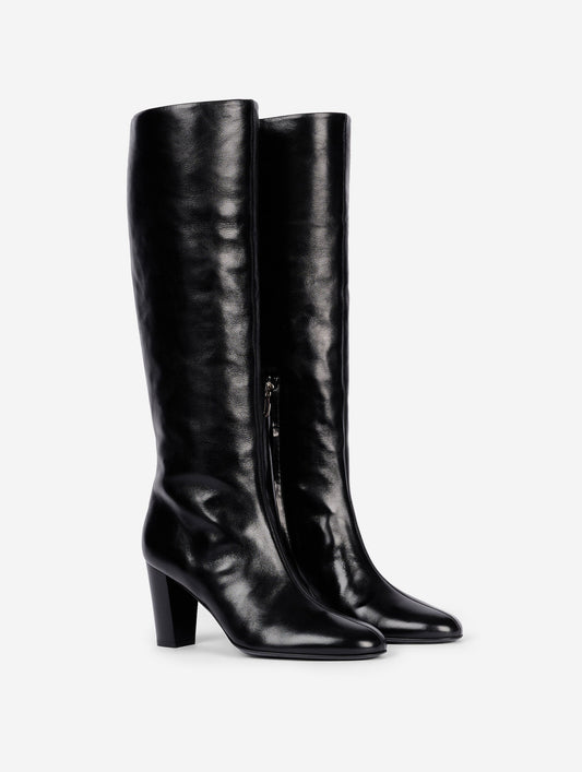 Black leather boots