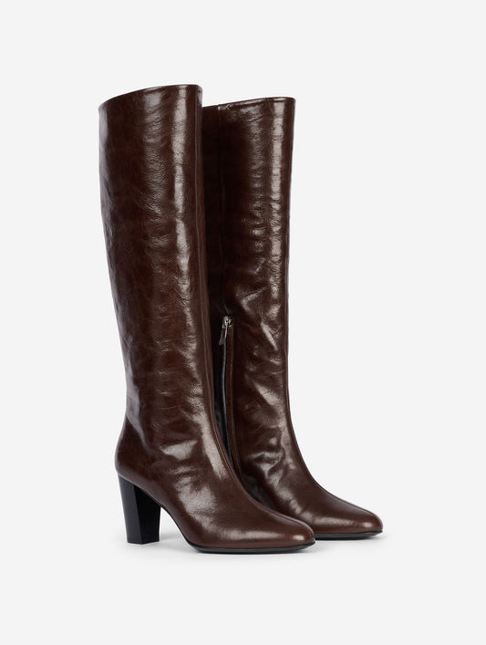 Brown smooth leather boots
