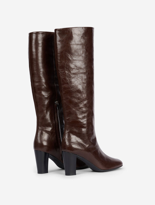 Brown smooth leather boots