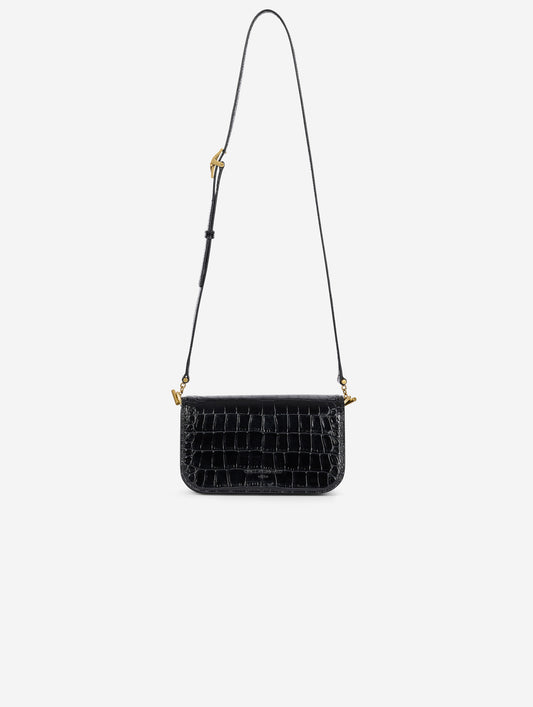 Small "Like Me" bag in embossed black leather