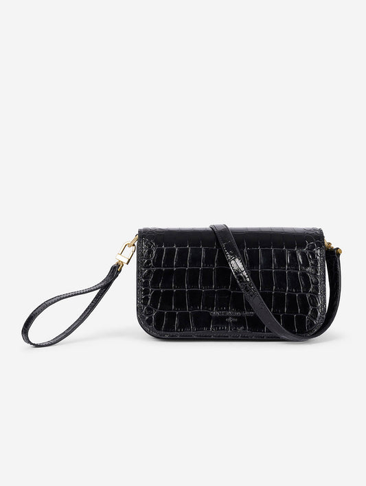 Small "Like Me" bag in embossed black leather