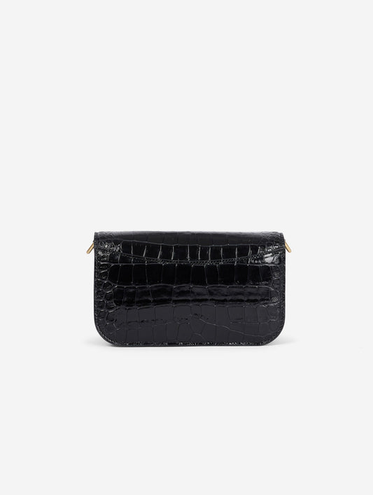 Small "Like Me" bag in embossed black leather