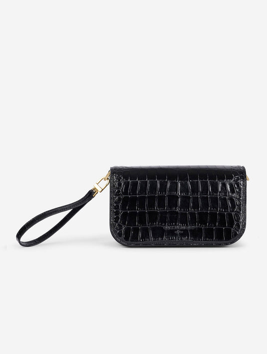 Small "Like Me" bag in embossed black leather