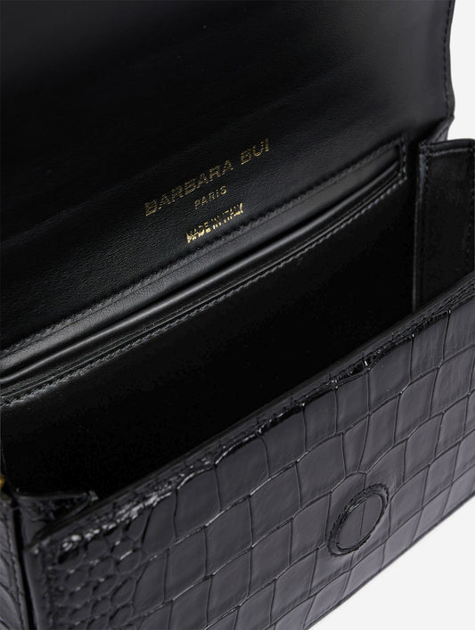 Small "Like Me" bag in embossed black leather