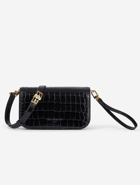 Small "Like Me" bag in embossed black leather
