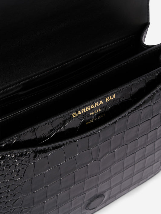 "Touch Me" bag in embossed black leather