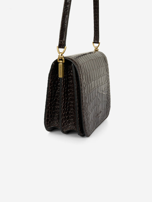 "Touch Me" bag in embossed brown leather