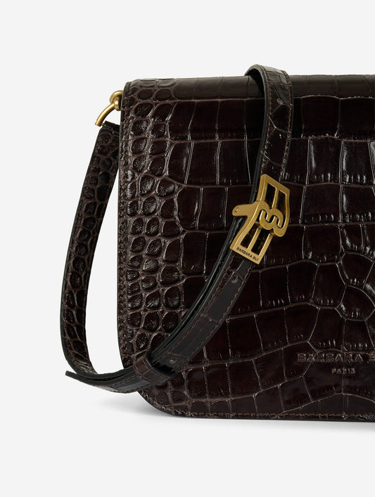 "Touch Me" bag in embossed brown leather