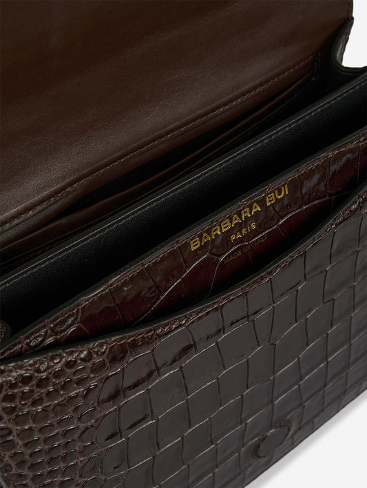 "Touch Me" bag in embossed brown leather