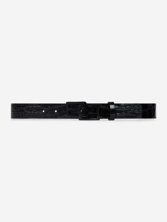 Black embossed leather belt