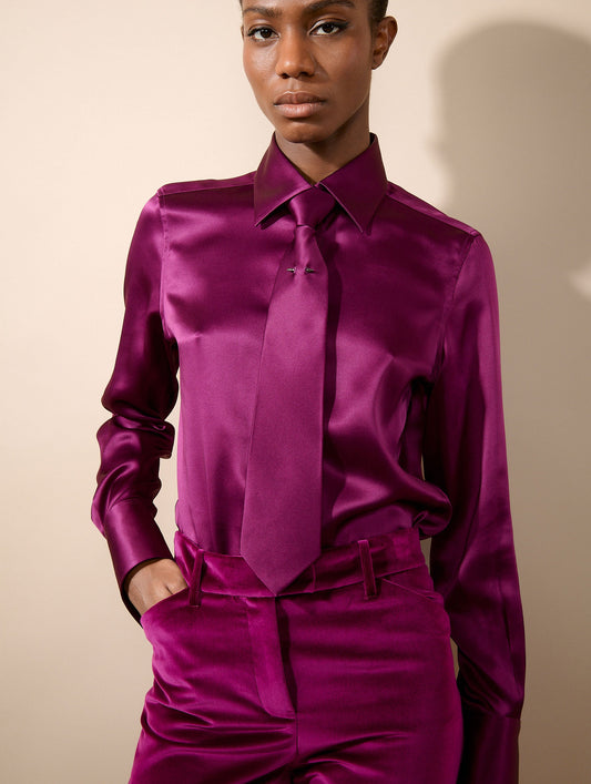 Cyclamen silk satin tie