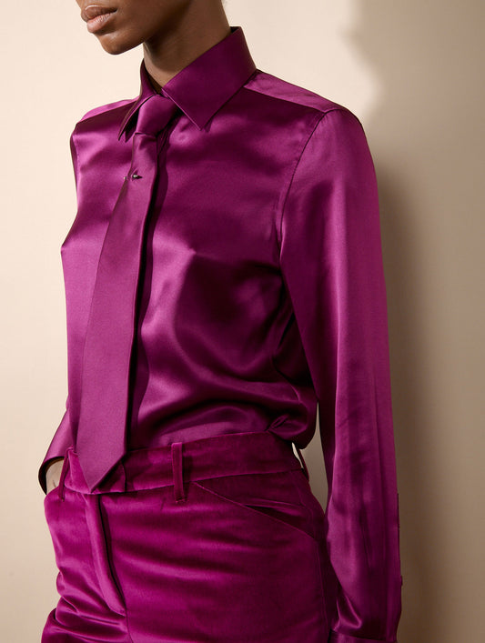 Cyclamen silk satin tie