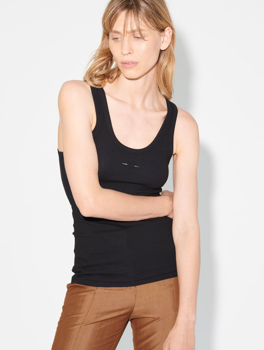 Ribbed cotton jersey tank top