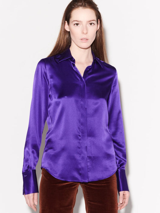 Purple silk satin shirt