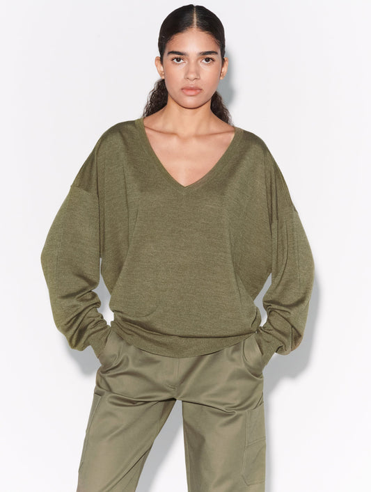 Oversized wool and silk V-neck sweater