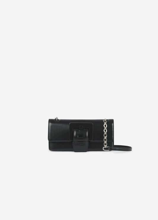 Black leather feel me bag