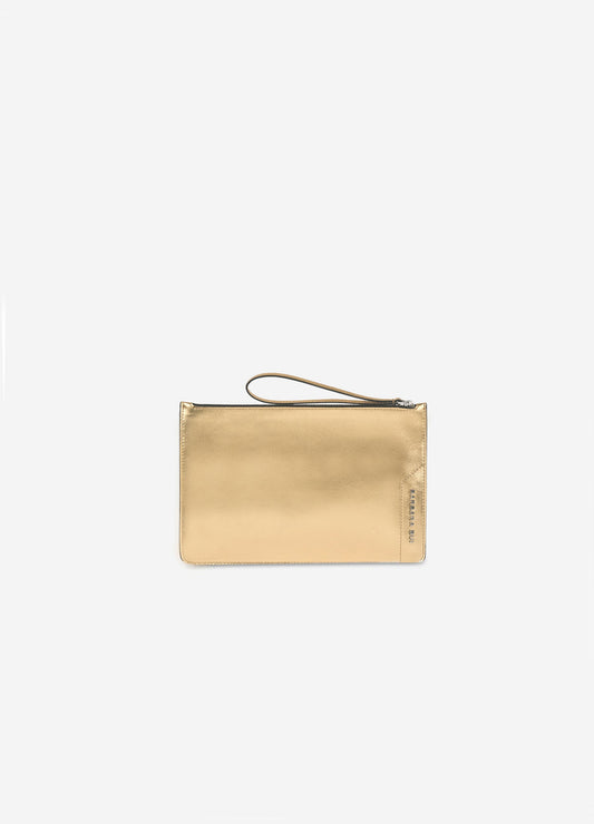 Metallic gold leather pouch