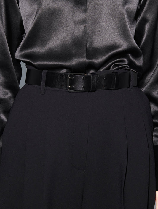 Black leather military belt
