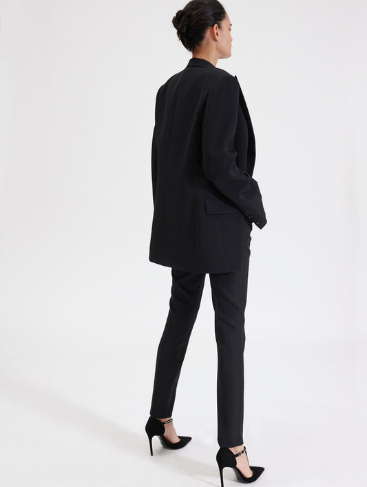 Double-breasted Grain de Poudre tuxedo jacket