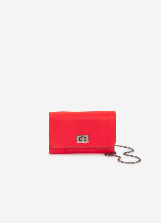 Coral leather "Hands off" cross-body bag