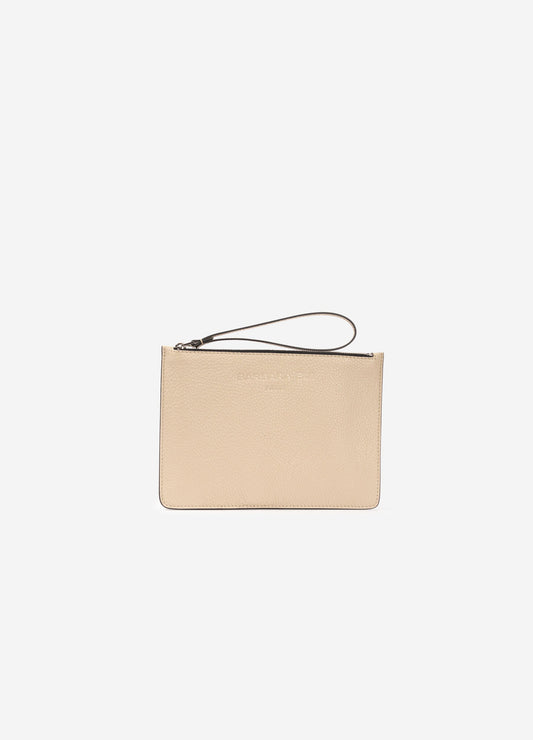 Beige leather pouch
